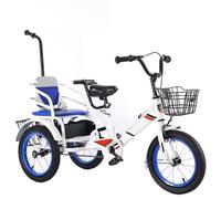 LSQXSS Triciclo a pedali per bambini, bici da crociera da esterno con sedile passeggero, bicicletta a 3 ruote, bici risciò, triciclo per bambini piccoli con asta di spinta, freno singolo