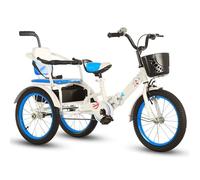 LSQXSS Triciclo incrociatore pieghevole per bambini con maniglia di spinta per genitori e parapetto,triciclo tandem con sedili posteriori,ruote raggi,altezza sella/manubrio regolabile