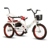 LSQXSS Triciclo incrociatore pieghevole per bambini con maniglia di spinta per genitori e parapetto,triciclo tandem con sedili posteriori,ruote raggi,altezza sella/manubrio regolabile