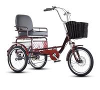 LSQXSS Triciclo per adulti con sospensione anteriore, triciclo a pedalata assistita 6 velocità per anziani, sedile ampio e confortevole, bici da crociera 3 ruote, freno a disco anteriore