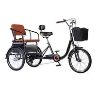 LSQXSS Triciclo per anziani con cambio a 6 velocità, triciclo risciò con forcella anteriore ammortizzata, triciclo cruiser per uscire e viaggiare, biciclette a 3 ruote con sedile posteriore