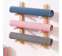 LSRFXF Supporto da Parete per Tappetino da Yoga in Legno, Supporto da Parete Tappetino per Esercizi Rullo in Schiuma e Porta Asciugamani, Ripiano Organizer per Palestra Domestica