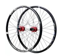 LSRRYD Ruote Anteriori E Posteriori per Mountain Bike 26“ 27,5” 29" Set Ruote A Perno Passante 110 * 20/142 * 12mm Cerchio A Doppio Strato per Cassette da 7-12 velocità(27.5" Red,1 Pair)