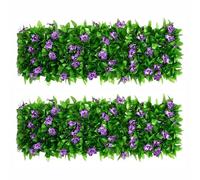LSRVNM 2 Pezzi Frangivista per Recinzione Giardino, Edera Siepe Finta per Recinzione Traliccio Estensibile, Siepe Artificiale Gelsomino Taccionata per Giardino, Foglie Finte per Balcone Ringhiera
