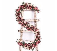LSRVNM 5 Pezzi Ghirlanda di Rosa Artificiali, 5 x 2,5m Rosa di Seta Vite Finta Appesa, Ghirlanda Fiori Artificiali per Matrimonio Giardino Arco Decorazione (Rosa)