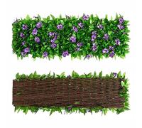 LSRVNM Frangivista per Recinzione Giardino, Edera Siepe Finta per Recinzione Traliccio Estensibile, Siepe Artificiale Gelsomino Taccionata per Giardino, Foglie Finte per Balcone Ringhiera