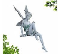 LSRVNM Statua della Fata Seduta, Statua Fata con le ali, 22CM Statue da Giardino Fate, Ornamento da Giardino in Resina Sculture Casa Decorazione Cortile