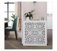 LSSHQ Copritermosifoni a Doghe Con Ripiano Portaoggetti, Copricalorifero Moderno, Copertura Del Radiatore in MDF, 100x80x20 Cm, Bianco(23.6x27.5x7.8in/60x70x20cm)