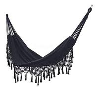 LSUAOSSUE Amaca, Amaca in Corda di Cotone Doppia Tela for Interni ed Esterni Multicolore 200x150cm 1500kg(Black)
