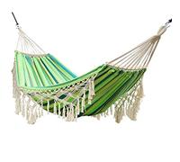 LSUAOSSUE Amaca, Amaca Portatile in Tela con Barra divaricatrice in Legno e Frange, Confezione da 1(A)