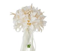 LSUAOSSUE Fiori artificiali per matrimoni, Bouquet da sposa artificiale in seta bianca for la, diametro 21 cm, altezza 27