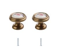 LSUAOSSUE Maniglie e pomelli in lega per armadi, Pomelli for cassetti in ceramica, 2 pezzi, rotondi, foro singolo, in lega di zinco, varie misure(32 * 32 * 26mm)