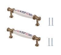 LSUAOSSUE Maniglie e pomelli in lega per armadi, Pomelli for cassetti in ceramica, 2 pezzi, rotondi, foro singolo, in lega di zinco, varie misure(122 * 19 * 37mm)