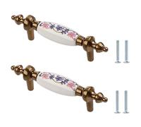 LSUAOSSUE Maniglie e pomelli in lega per armadi, Pomelli for cassetti in ceramica, 2 pezzi, rotondi, foro singolo, in lega di zinco, varie misure(122 * 19 * 31mm)