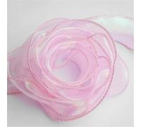 LSUAOSSUE Nastro in Organza, Nastro di Chiffon da 10 Metri, Varie Misure, Multicolore, for lavori Fai Te e Confezioni Regalo(Pink,2 x 10 Yard)