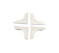 LSUAOSSUE Protezione Angoli per Libri, 125 Pezzi Album for Libri, Menu, cartelle, Protezioni for Angoli placcati in Oro 32x23 mm(Rhodium)