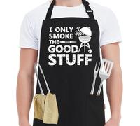 LSUO BAOFU Grembiule da Cucina Regolabile per Uomini con 2 Tasche - Grembiule Divertente I Only Smoke the Good Stuff - Regalo Perfetto per Papà, Festa del Papà, Compleanno