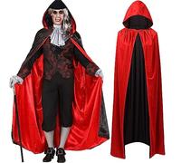 LSUO BAOFU Mantello Nero Rosso Cape - Mantello con Cappuccio Nero Rosso Doppio Lato Per Adulti Per Costume di Halloween, HomeMall Mantello da Vampiro. Mantello Nero Rosso Cape - Da Donna & Uomo (XL