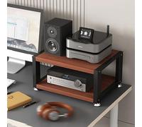 LSUTBFEL Mobile Porta Video e Audio da Scrivania Supporto Multimediale AV con Ripiano in Legno Porta Giradischi Mobile Giradischi da Scrivania, Mobile Hifi per Scrivania Computer,Walnut,2 Tier W 15.7″