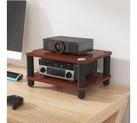 LSUTBFEL Mobile Porta Video e Audio Supporto Multimediale AV con Ripiano in Legno Porta Giradischi Mobile Giradischi da Scrivania, Mobile HiFi per Scrivania da Computer,Walnut,2 Tier W 19.7″