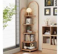 LSUTBFEL Scaffale angolare a 5 Ripiani, Scaffale Stretto in Rattan Mobile Triangolare Alto, Espositore Indipendente Scaffale angolare per Piccoli spazi Soggiorno,Original