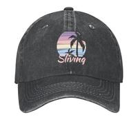 LSWFMACL Tramonto Tropicale Vintage, Sliving, Vivere la Mia Vita Migliore, Cappellino da Baseball Cacciatore al Tramonto, Cappello da Cavallo, Cappello da Golf Uomo Cotone