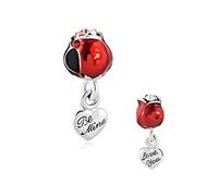 LSxAB Be Mine - Ciondolo a forma di cuore con rosa rossa, per moglie e fidanzata, compatibile con braccialetti Pandora, Metallo, Nessuna pietra preziosa