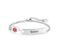 LSxAB Braccialetto con scritta in lingua inglese "Heart Medical Alert ID", per donne e ragazze, braccialetto di pronto soccorso in acciaio inox, Grande, Acciaio inossidabile, Nessuna pietra preziosa