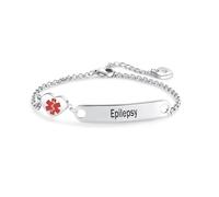 LSxAB Braccialetto con scritta in lingua inglese "Heart Medical Alert ID", per donne e ragazze, braccialetto di pronto soccorso in acciaio inox, Acciaio inossidabile, Nessuna pietra preziosa