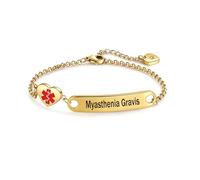LSxAB Braccialetto da donna in acciaio inox, regolabile, con cuore dorato, per emergenze, primo soccorso, allarme sanitario, Acciaio inossidabile, Non pietra preziosa