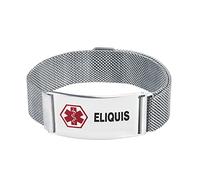 LSxAB Braccialetto di allarme medico rosso per uomo donna emergenza pronto soccorso regolabile chiusura magnetica in acciaio inox ID braccialetti da polso, Acciaio inossidabile, Nessuna pietra