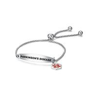 LSxAB Braccialetto medico rosso per donne e uomini, braccialetto di pronto soccorso di emergenza con incisione regolabile in acciaio inossidabile, Acciaio inossidabile, Nessuna pietra preziosa