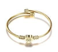 LSxAB Braccialetto rigido con numeri fortunati, per donne e ragazze, regalo di compleanno per bambini dai 13 ai 70 anni, Acciaio inossidabile, Nessuna pietra preziosa