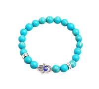 LSxAB Bracciali da donna vintage turchesi da uomo, con perline elasticizzate, regalo per mamma, compleanno, figlia, zia, sorella, anniversario, One Size, Metallo, Non pietra preziosa