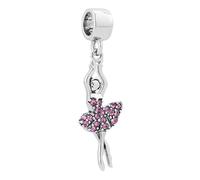 LSxAB Charm a forma di ballerina con pietra portafortuna da gennaio a dicembre, per braccialetti Pandora, regalo per compleanno, festa della mamma, Natale, Rame, Nessuna pietra preziosa