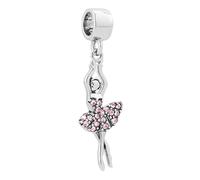 LSxAB Charm a forma di ballerina con pietra portafortuna da gennaio a dicembre, per braccialetti Pandora, regalo per compleanno, festa della mamma, Natale, Rame, Nessuna pietra preziosa