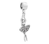 LSxAB Charm a forma di ballerina con pietra portafortuna da gennaio a dicembre, per braccialetti Pandora, regalo per compleanno, festa della mamma, Natale, Rame, Nessuna pietra preziosa