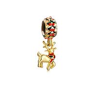 LSxAB Charm con albero di Natale, renna, pupazzo di neve, compatibile con braccialetti Pandora, Rame, Nessuna pietra preziosa