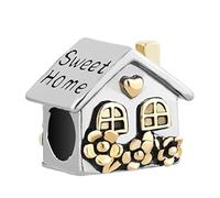 LSxAB Charm Happy Family House compatibile con braccialetti Pandora, Rame, Nessuna pietra preziosa