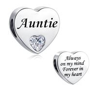 LSxAB Charm in acciaio inox con scritta "Always on My Mind Forever in My Heart", compatibile con braccialetti Pandora, Rame, Nessuna pietra preziosa