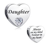 LSxAB Charm in acciaio inox con scritta "Always on My Mind Forever in My Heart", compatibile con braccialetti Pandora, Rame, Nessuna pietra preziosa