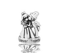 LSxAB Charm per matrimonio che baciano la sposa e lo sposo per sempre insieme, compatibile con braccialetti Pandora, Metallo, Nessuna pietra preziosa