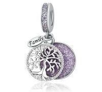 LSxAB Charm scintillante a forma di albero della vita, compatibile con braccialetti Pandora, Rame, Nessuna pietra preziosa