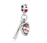 LSxAB Charm sportivo da baseball e calcio compatibile con braccialetti Pandora, Rame, Nessuna pietra preziosa