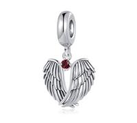 LSxAB Ciondolo a forma di ali di angelo custode, con 12 colori di pietra portafortuna per compleanno, compatibile con braccialetti Pandora da donna, 4.5mm-5.0mm, Rame, Nessuna pietra preziosa