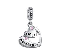 LSxAB Ciondolo a forma di cuore con scritta "I Love You", per mamma, figlia, nipote, nonna, zia, amica, sorella, moglie, compatibile con braccialetti Pandora, Rame, Nessuna pietra preziosa