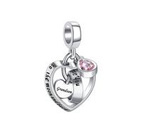 LSxAB Ciondolo a forma di cuore con scritta "I Love You to the Moon and Back", per mamma, figlia, familiari, compatibile con braccialetti Pandora, Rame, Nessuna pietra preziosa