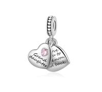 LSxAB Ciondolo a forma di cuore con scritta "I Love You to the Moon and Back", per mamma, figlia, nipote, compatibile con braccialetti e collane Pandora, Rame, Nessuna pietra preziosa
