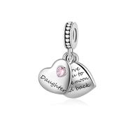 LSxAB Ciondolo a forma di cuore con scritta "I Love You to the Moon and Back", per mamma, figlia, nipote, compatibile con braccialetti e collane Pandora, Rame, Nessuna pietra preziosa