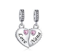 LSxAB Ciondolo a forma di cuore rosa con zirconia cubica coordinata, per madre, figlia, figlio, sorella, bestie, zia, nonna, compatibile con braccialetti Pandora, Rame, Nessuna pietra preziosa